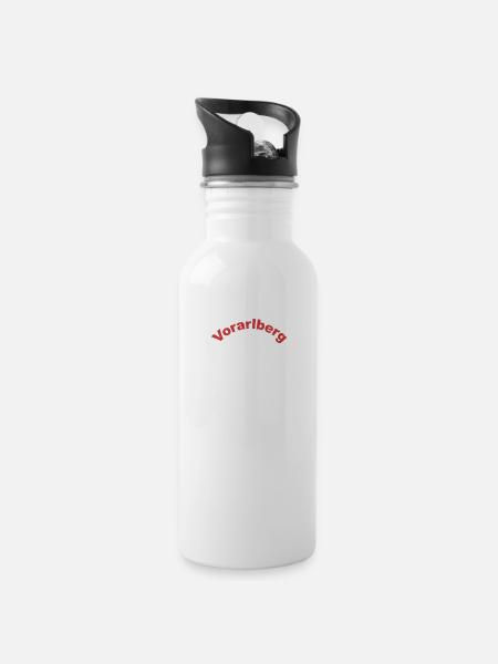 Vorarlberg - Trinkflasche mit integriertem Trinkhalm - Weiß
