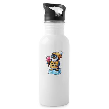 penguin - Water bottle with straw - white - Right