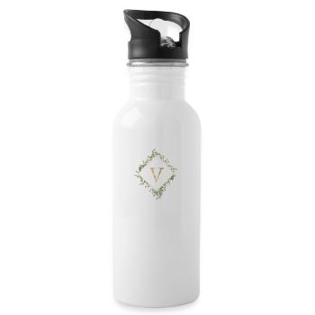 V Monogram Eucalyptus Wreath - Water bottle with straw - white - Right