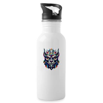 Geometrischer Gargoyle: Farbenfrohe abstrakte Kunst - Trinkflasche mit integriertem Trinkhalm - Weiß - Rechts