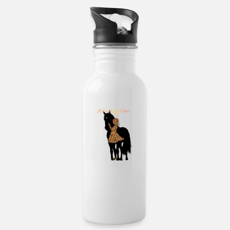 PferdemädchenGold - Trinkflasche mit integriertem Trinkhalm - Weiß