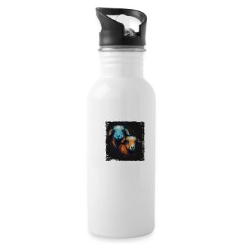 Schaf Porträt - Trinkflasche mit integriertem Trinkhalm - Weiß - Rechts