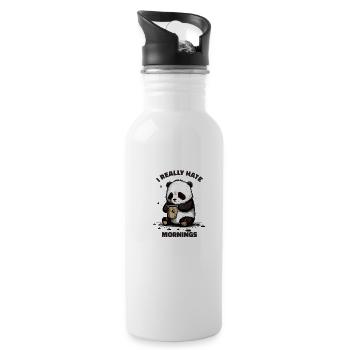 I Reaklly Hate Mornings Panda Bear - Water bottle with straw - white - Right