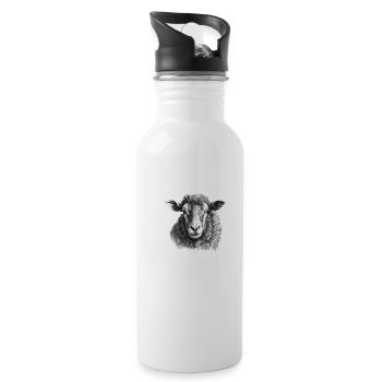 Schaf-porträt - Trinkflasche mit integriertem Trinkhalm - Weiß - Rechts