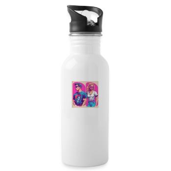 Man and woman of the 90s - Water bottle with straw - white - Right