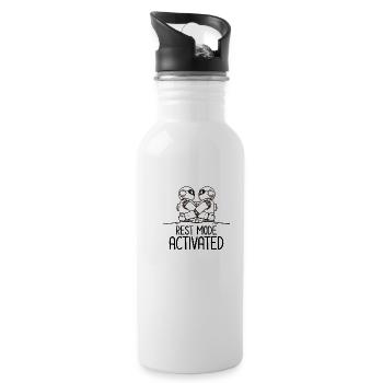 Funny Sleeping Robot Rest Mode - Water bottle with straw - white - Right