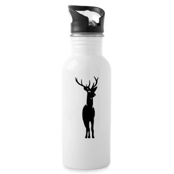 Hirsch / deer (B, 1c) - Trinkflasche mit integriertem Trinkhalm - Weiß - Rechts