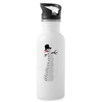 Schneemann - Trinkflasche mit integriertem Trinkhalm - Weiß - Rechts