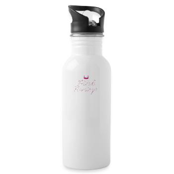 Flamingo Pink Flamingo Geschenk - Trinkflasche mit integriertem Trinkhalm - Weiß - Rechts