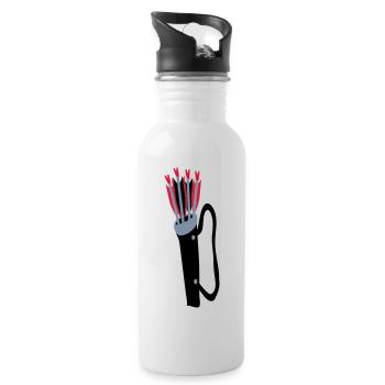 Archery quiver and arrows design by Patjila - Water bottle with straw - white - Right