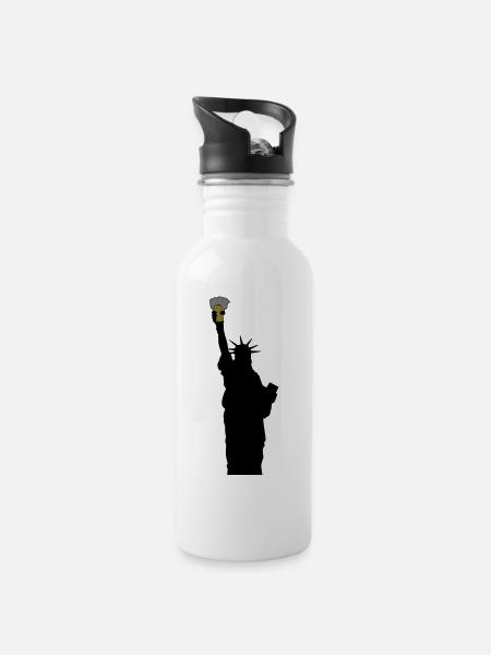 freiheitsstatue mit bierglas - Trinkflasche mit integriertem Trinkhalm - Weiß