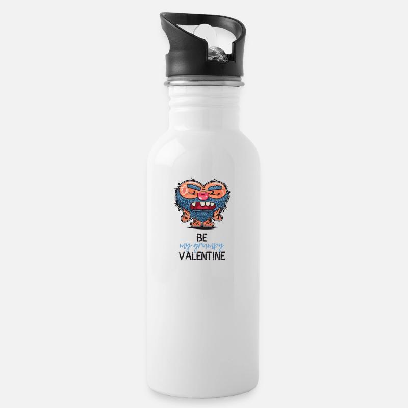 Grumpy Valentine - Water bottle with straw - white