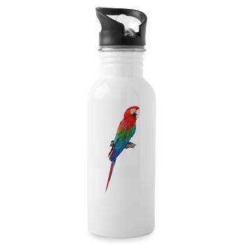 Grünflügelaras - Trinkflasche mit integriertem Trinkhalm - Weiß - Rechts
