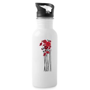 Illustration de fleurs de galets - Gourde avec paille intégrée - blanc - Droite