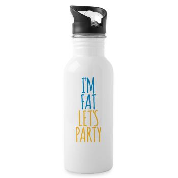 im fat lets party - Trinkflasche mit integriertem Trinkhalm - Weiß - Rechts