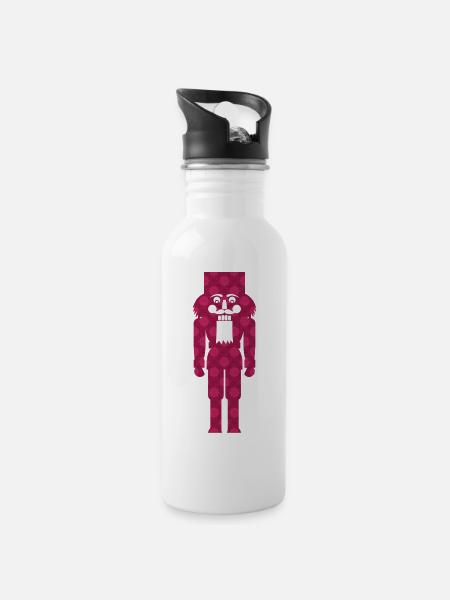 Nussknacker Weihnachten Deko Struktur Muster - Trinkflasche mit integriertem Trinkhalm - Weiß