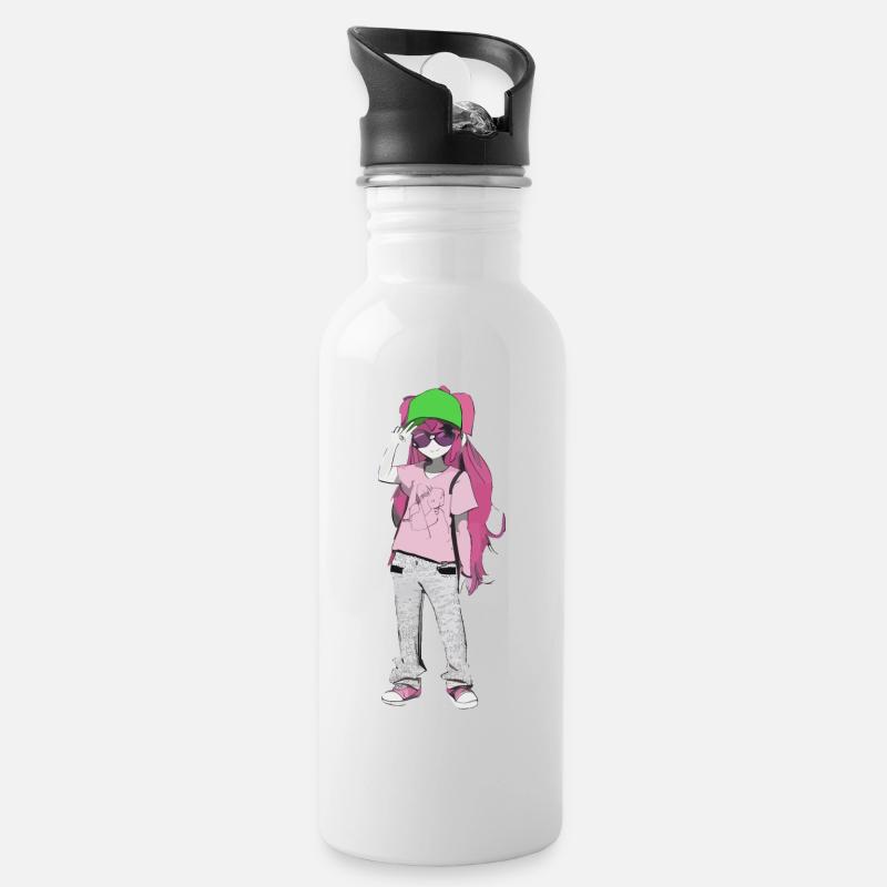 Madchen - Trinkflasche mit integriertem Trinkhalm - Weiß