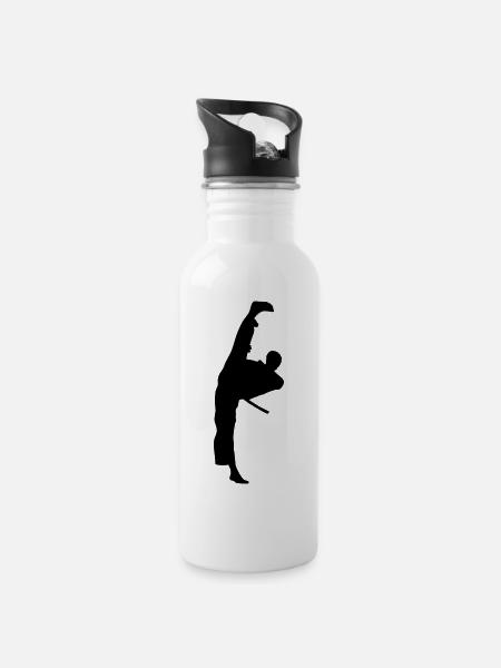 Kick - Trinkflasche mit integriertem Trinkhalm - Weiß