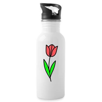 Bande dessinée Tulip Fleur - Gourde avec paille intégrée - blanc - Droite
