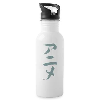 Anime (Trickfilm) - Auf Japanisch / TUSCHE - Trinkflasche mit integriertem Trinkhalm - Weiß - Rechts