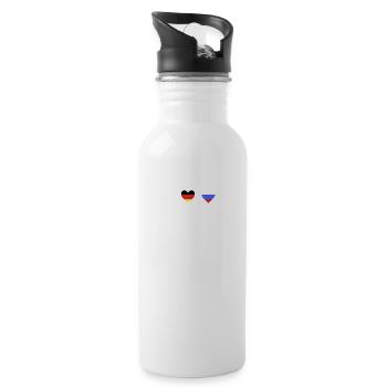 Deutschland Russland Flaggen Herzschlag Geschenk - Trinkflasche mit integriertem Trinkhalm - Weiß - Rechts