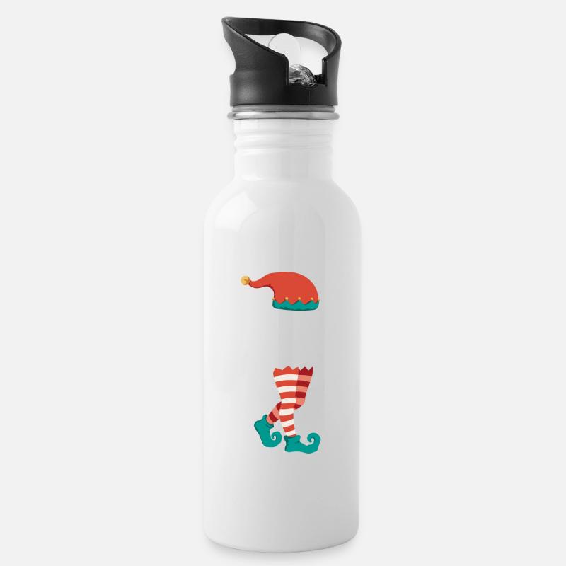 Weihnachts Elf Partnerlook Design Xmas Elfen - Trinkflasche mit integriertem Trinkhalm - Weiß