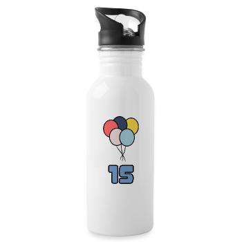 ALLES GUTE ZUM GEBURTSTAG. ALLES GUTE ZUM GEBURTSTAG. JAHRESTAG. - Trinkflasche mit integriertem Trinkhalm - Weiß - Rechts