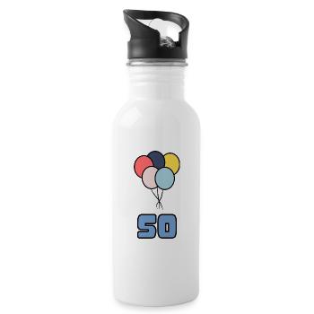 50. 50 ANS. 50e ANNIVERSAIRE. ANNIVERSAIRE 50 ANS. - Gourde avec paille intégrée - blanc - Droite