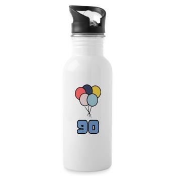 90. 90 JAHRE. 90-JÄHRIGES JUBILÄUM. GEBURTSTAG 90 JAHRE. - Trinkflasche mit integriertem Trinkhalm - Weiß - Rechts