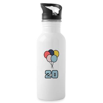 20. 20 YEARS. 20th ANNIVERSARY. 20TH ANNIVERSARY. - Water bottle with straw - white - Right