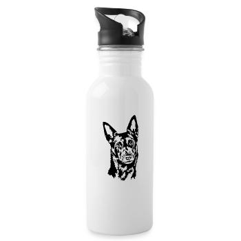 Australien Kelpie Portrait chiens chien Wilsigns - Gourde avec paille intégrée - blanc - Droite