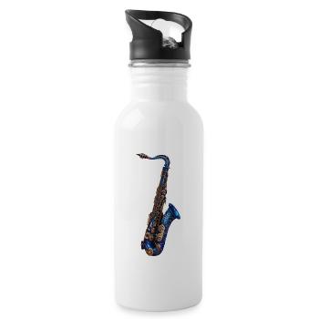 Saxophon - Trinkflasche mit integriertem Trinkhalm - Weiß - Rechts