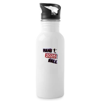 Handball Handballer Team Turnier Mannschaft 2025 - Trinkflasche mit integriertem Trinkhalm - Weiß - Rechts