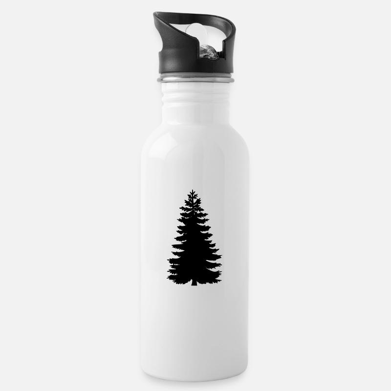 Baum. Tanne. Fichte. - Trinkflasche mit integriertem Trinkhalm - Weiß