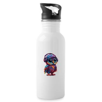 Mignon bébé hibou hibou dit salut - Gourde avec paille intégrée - blanc - Droite