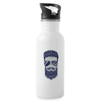 Mann Frisur Bart - Trinkflasche mit integriertem Trinkhalm - Weiß - Rechts