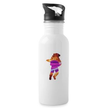 Sprung durch Neon Nebula - Trinkflasche mit integriertem Trinkhalm - Weiß - Rechts