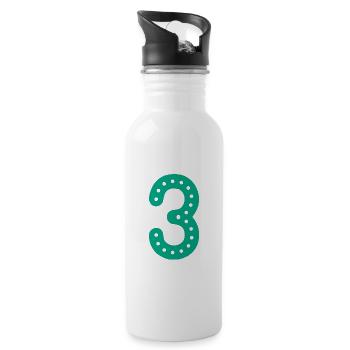 3 YEARS. 3rd ANNIVERSARY. BIRTHDAY 3 YEARS. 3 - Water bottle with straw - white - Right