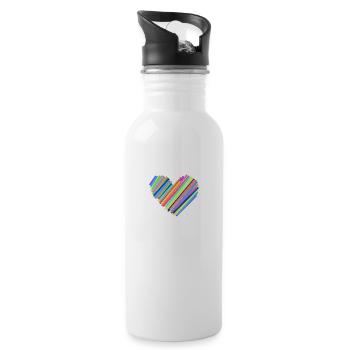 Colorful Heartbeat - Water bottle with straw - white - Right