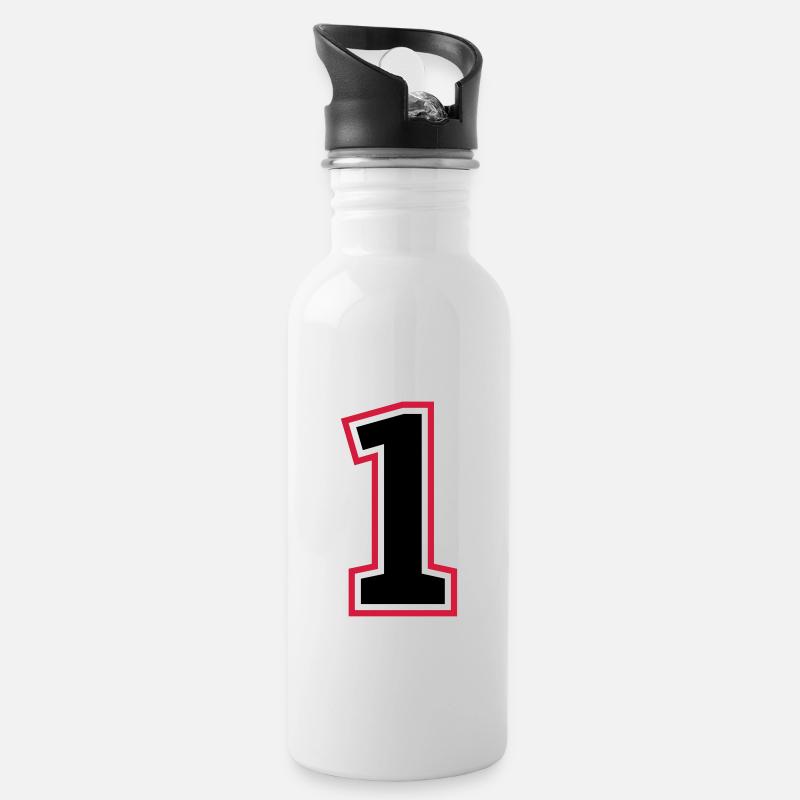 1 number - Water bottle with straw - white
