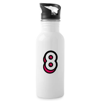 8 YEARS. 8TH ANNIVERSARY. BIRTHDAY 8 YEARS. 8 - Water bottle with straw - white - Right