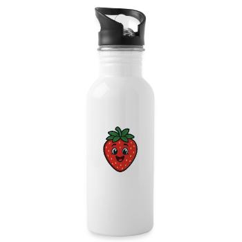 Happy Strawberry - Water bottle with straw - white - Right