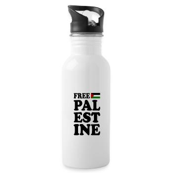 Free palestine - Water bottle with straw - white - Right