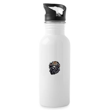 Motorcycle Biker Tiger - Water bottle with straw - white - Right