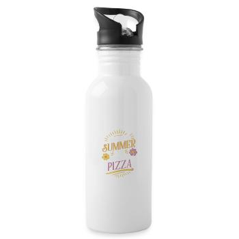 Bring On Summer And Bring On Pizza Fun Vibes - Water bottle with straw - white - Right