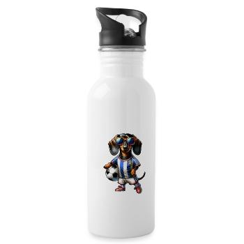Dachshund Soccer Player Fan Wiener Dog - Trinkflasche mit integriertem Trinkhalm - Weiß - Rechts