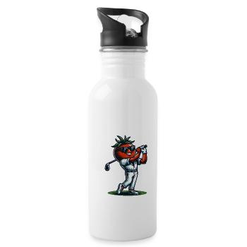 Swinging Tomato : Drôle de tomate de golf avec du style - Gourde avec paille intégrée - blanc - Droite