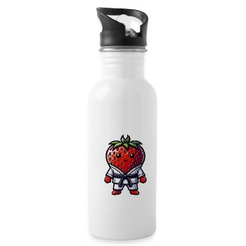 Karaté Fraise Drôle pour tous les âges - Gourde avec paille intégrée - blanc - Droite