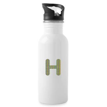 Colorful Heart H Design – Unique & Stylish! - Water bottle with straw - white - Right