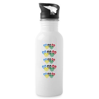 Sportspiele mit vielen bunten Herzen. - Trinkflasche mit integriertem Trinkhalm - Weiß - Rechts